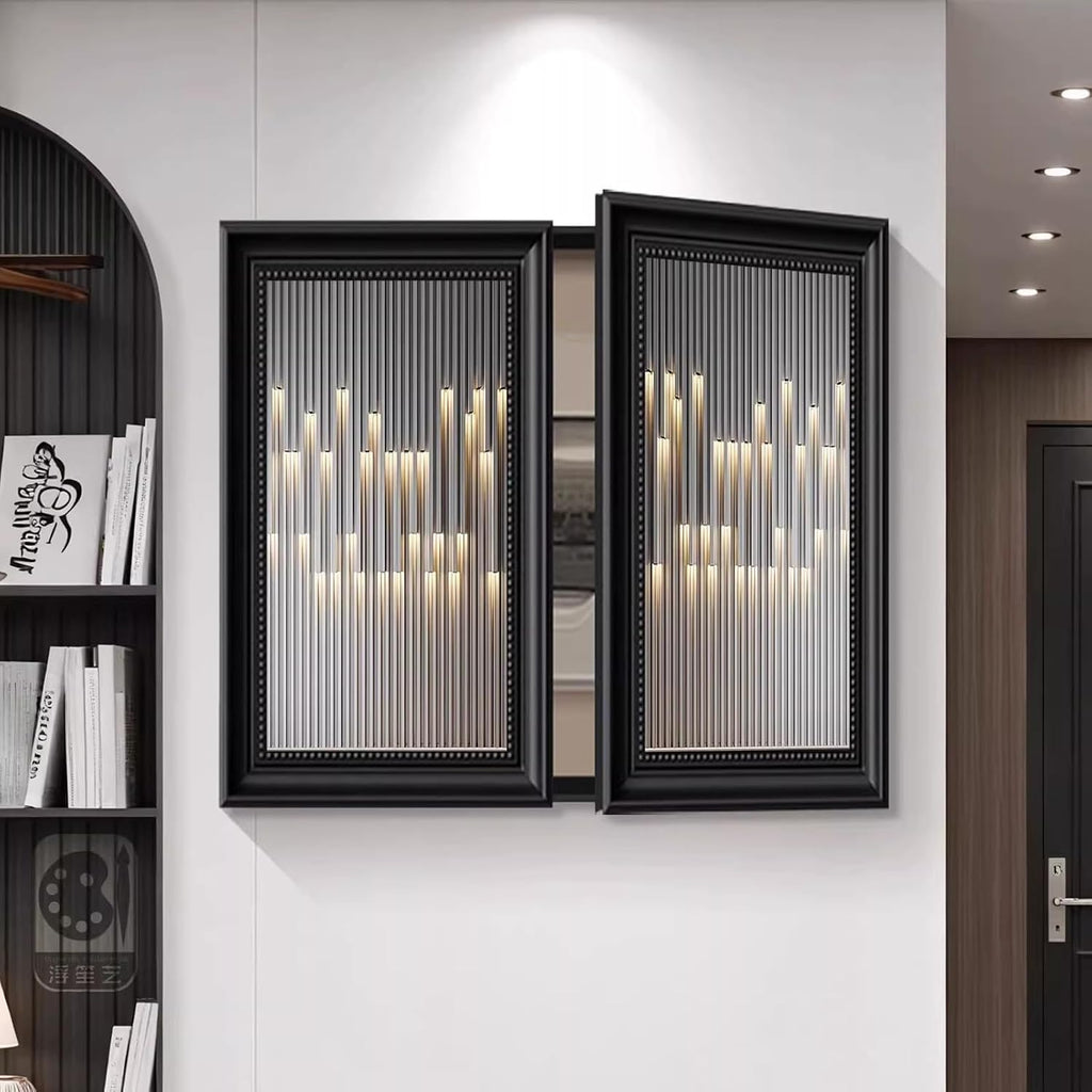 Breaker Box Cover Double Doors, Decorative Electrical Breaker Panel Plate Cover for Laundry Room/Kids Room, Indoor Gas Meter Box(ligjt Grey,60x45cm(23 5/8x17 3/4in))