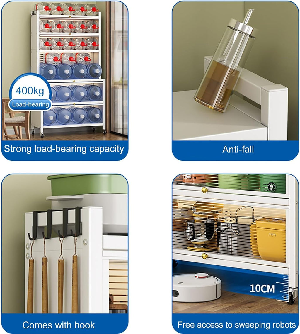 Dark Gray Baker's Rack with Microwave Stand, Storage Drawer & Pegboard - Versatile Kitchen Organizer with Metal Shelves for Garage, Pantry & Spice Storage