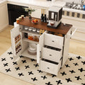 Space-Saving Drop-Leaf Kitchen Island Cart – Foldable Tabletop, 3 Drawers & Adjustable Shelves | Mobile Breakfast Bar with Locking Casters – Works as Baker's Rack, Microwave Stand or Workstation