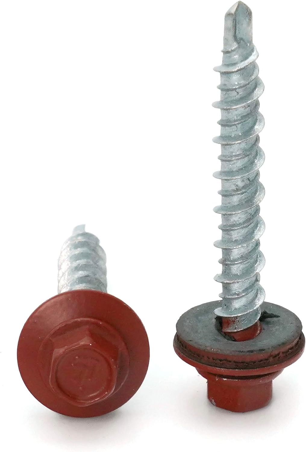 Hex Washer Head Mechanical Galvanized Mini Driller Roofing Screws Red Finish - #10 x 1' Qty 1000