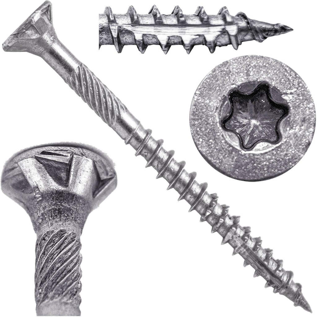 #8 x 2 Silver Stainless Steel Wood Screw Torx/Star Drive Head - Grade 305 Stainless Steel - (Full Box - 3500 Approx. Screw Count)