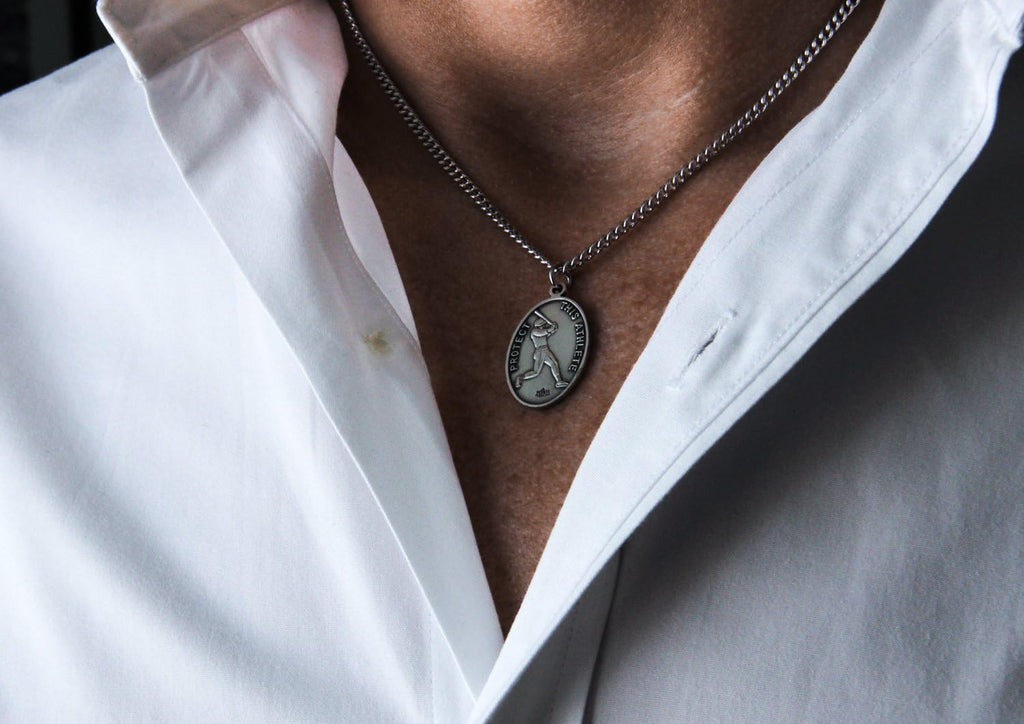 Heartland Men's Sterling Silver Saint Christopher Baseball Medal – Made in USA, Custom Chain Options, Ideal Present for Athletes, Baseball Players, and Sports Enthusiasts