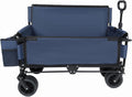 3-in-1 Heavy-Duty Folding Wagon Cart with Bench Seat & Storage - 500lbs Capacity, All-Terrain 360° Wheels, Ice Pack Included - Perfect for Camping, Beach, Sports, Garden & Outdoor Events (Dark Blue)