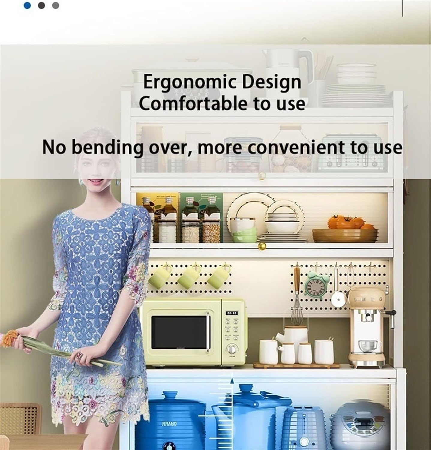 Microwave Stand with Storage - 5/6 Tier Bakers Rack Organizer with Drawers and Flip Doors for Kitchen and Living Room Utility Shelf