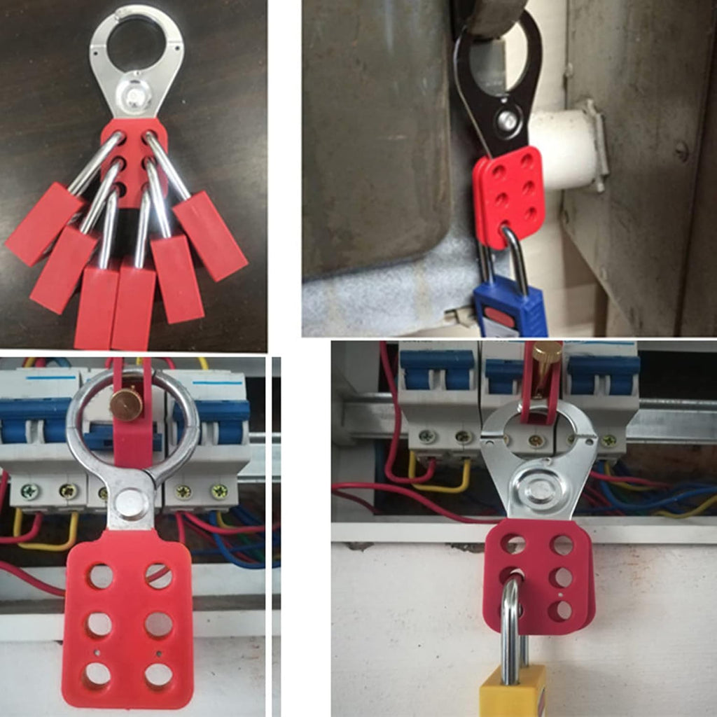 Lockout Tagout Safety Hasp, 20Pcs 1.0in Sturdy Nylon PA and Aluminum Padlock with Extended Jaw, 6 Holes Red Loto for Industry Electric Power Coal Mine