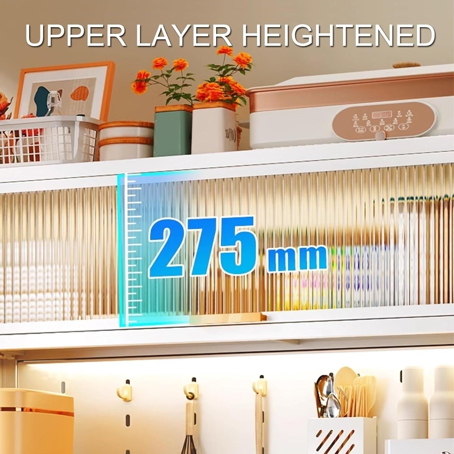 5-Tier Kitchen Bakers Rack with Adjustable Shelves, Microwave Stand & Drawers, Sturdy Metal Frame, Black Finish, 80cm (Type 6, 70cm) for Organized Storage(67CM)