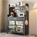 5-Tier Black Kitchen Bakers Rack with Adjustable Shelves, Drawer, Pegboard & Microwave Stand – Free Standing Utility Storage Cabinet, 147.5×80cm(Black,147.5x70cm/58x27.5in)