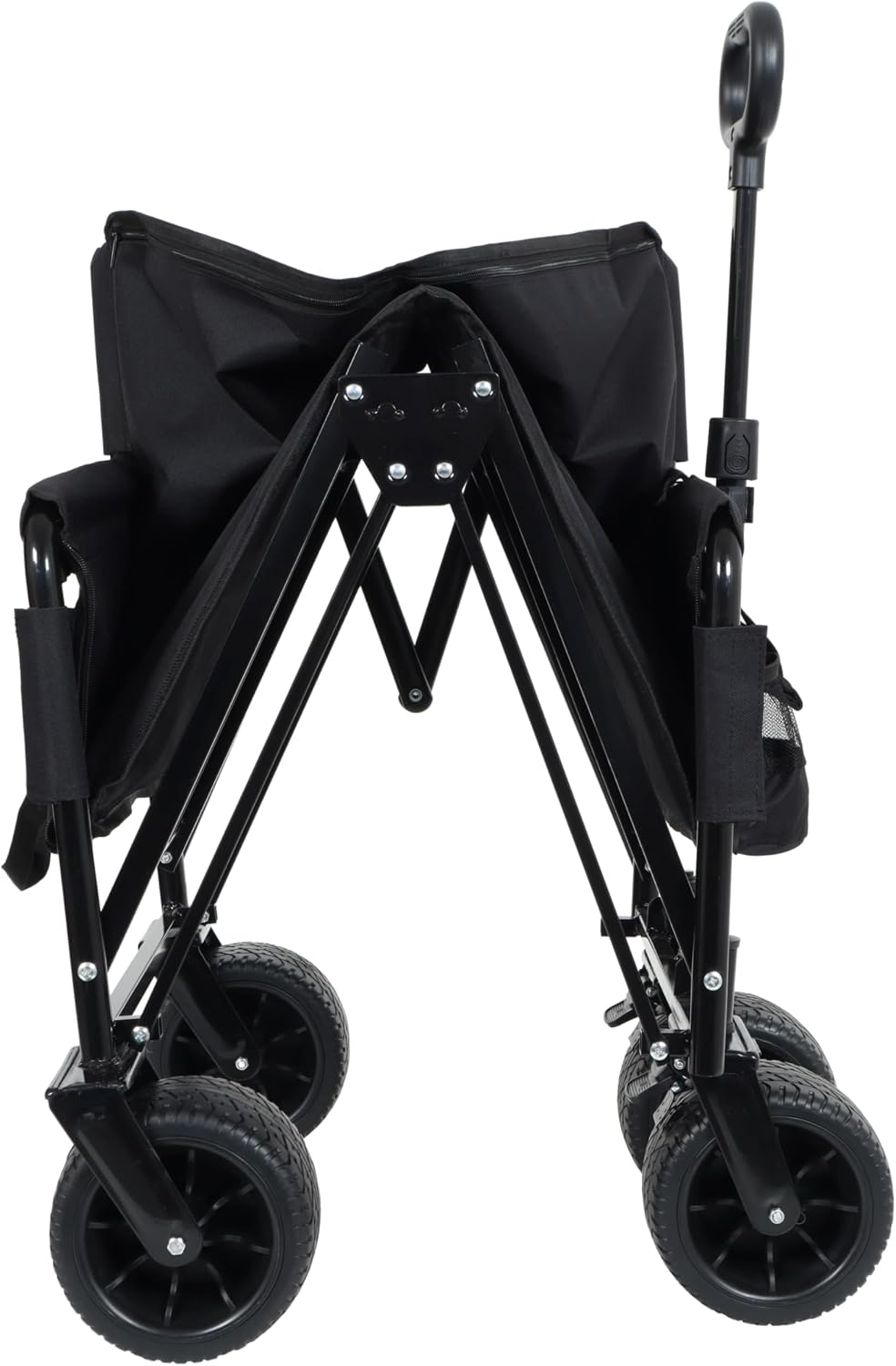 3-in-1 Convertible Folding Wagon Cart with Bench Seat & Storage - 500lbs Heavy-Duty Utility Wagon, 180L Capacity All-Terrain Wheels for Camping, Beach, Sports, Garden (Black)