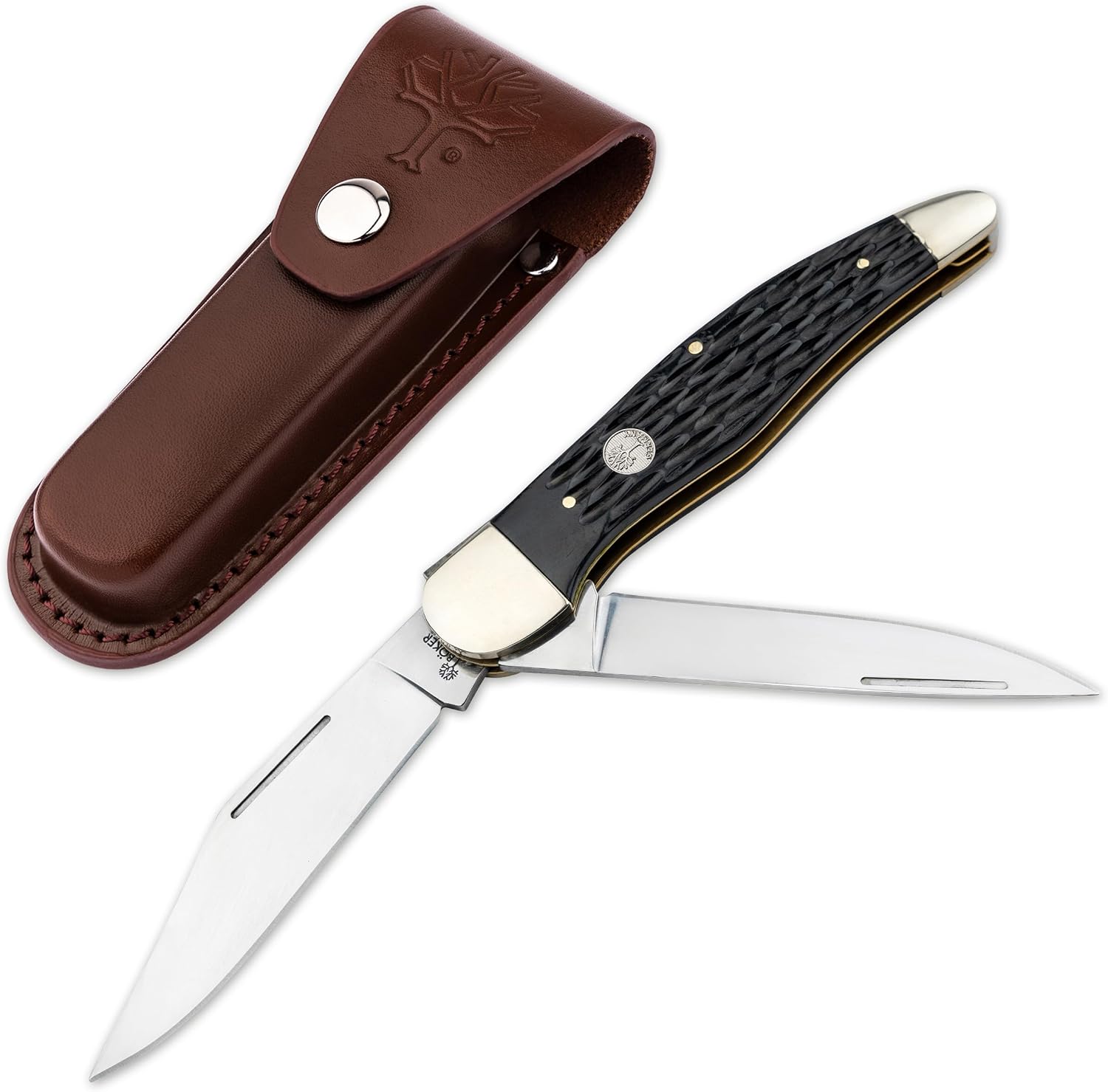 Boker Folding Hunter 4.5 Inch Pocket Knife, Jigged Black Bone, Traditional Series 2.0, Made in Germany