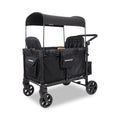 WonderFold W4 Elite Pro Stroller Wagon - Foldable Wagon with Aluminum Frame - Adjustable Canopy & Push Handle - All-Terrain Wheels - For Babies, Toddlers & Kids - 4 Seater - Jet Black