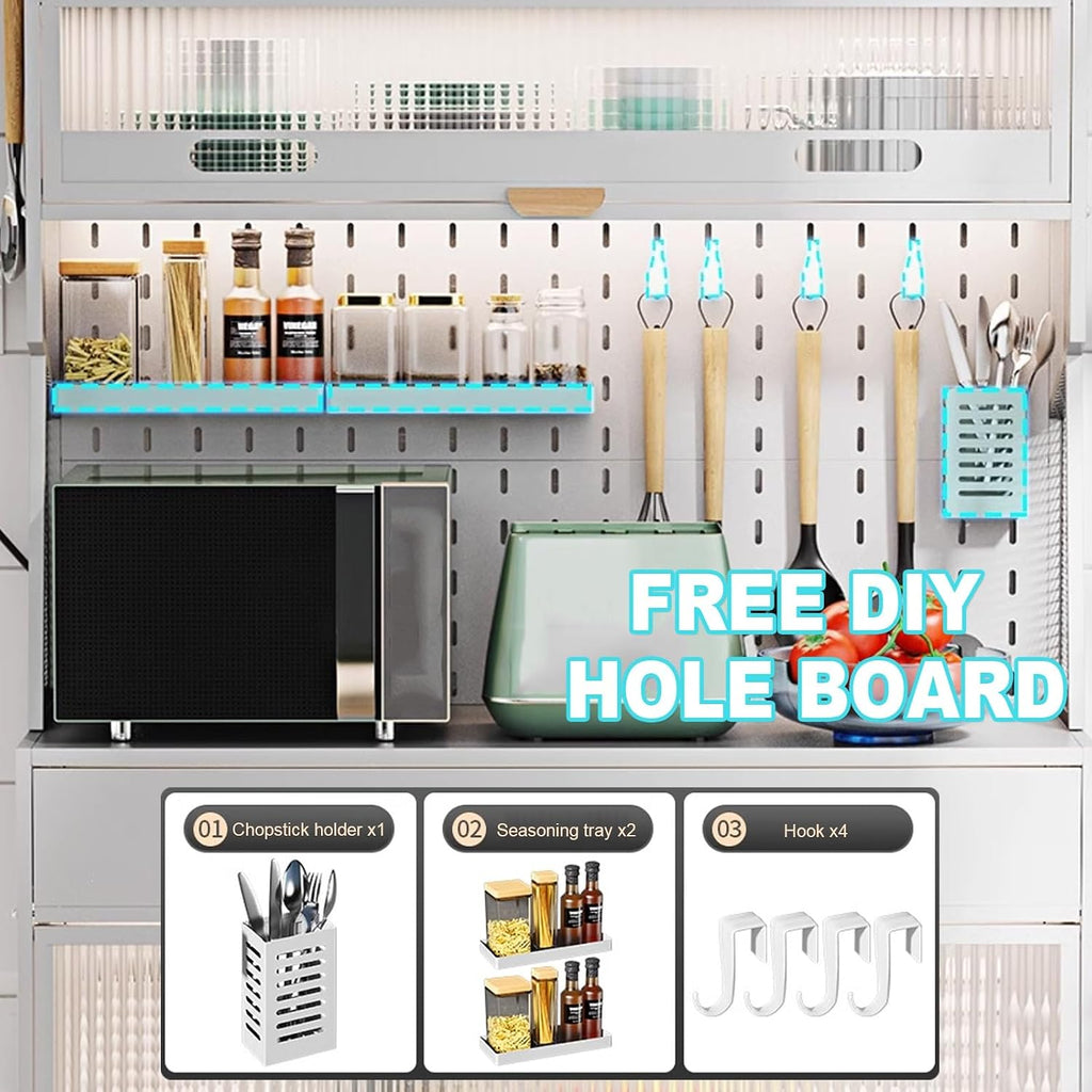 5-Tier Standing Kitchen Baker's Rack, 5 Tiers Storage Cabinet for Kitchen, with Drawers, for Kitchen Hutch, Home, Office, Pantry(Black-80Cm)