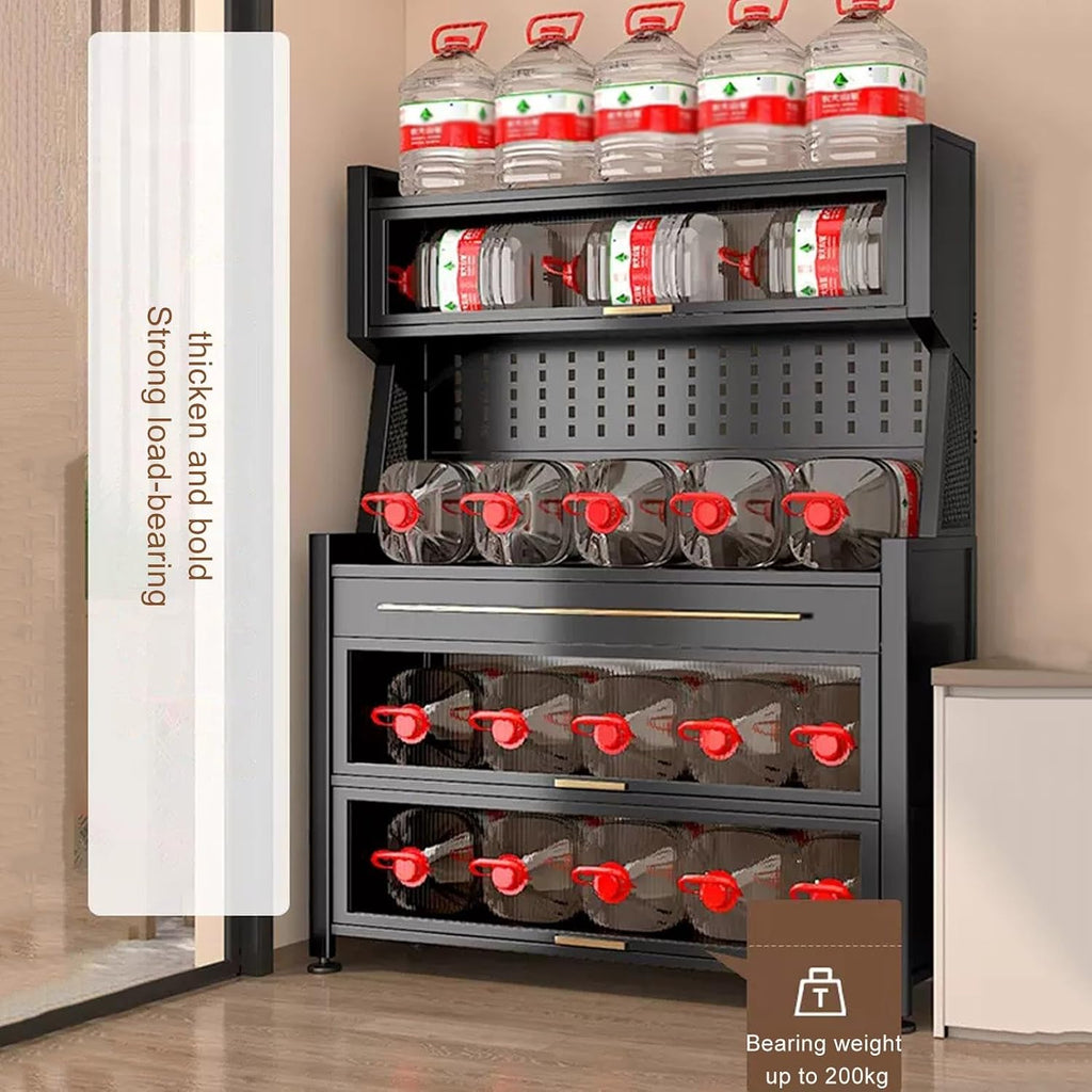 Microwave Storage Stand Kitchen Cabinet Freestanding Baker's Rack with Flip Door Drawer Versatile Utility Shelf for Dining Room Living Room Kitchen Nization