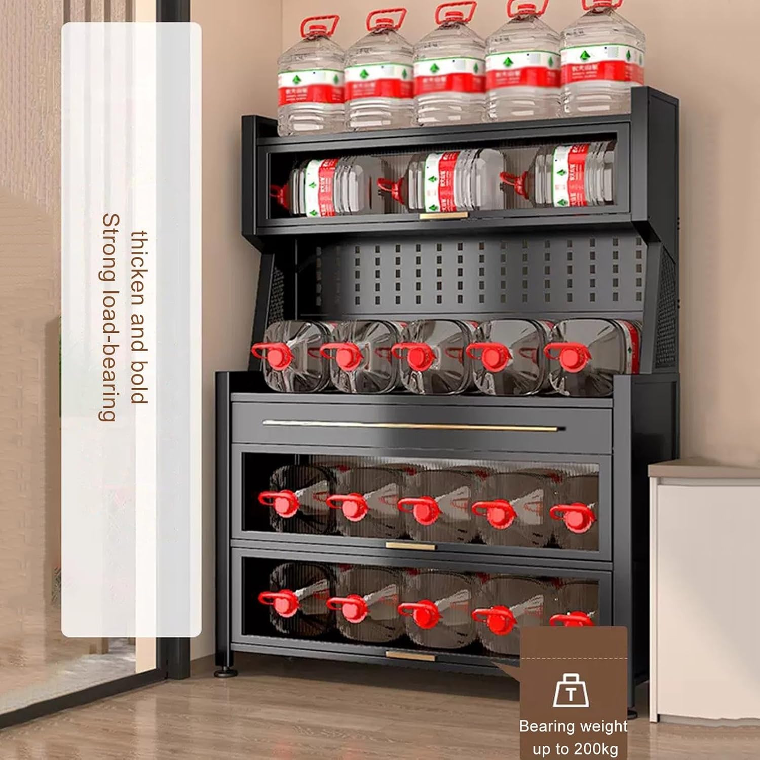 Microwave Storage Stand,Kitchen Storage Cabinet, Freestanding Baker's Rack,Microwave Stand with Flip Door and Drawer,for Dining Room, Living Room,Kitchen Utility Sideboard Storage Shelf (
