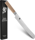 Shun Classic Blonde 9' Bread Knife, Handcrafted Japanese Serrated Knife, VG-MAX Core with Damascus Stainless Steel Cladding, Pakkawood Handle, Slicing Tool for Professional and Home Chefs