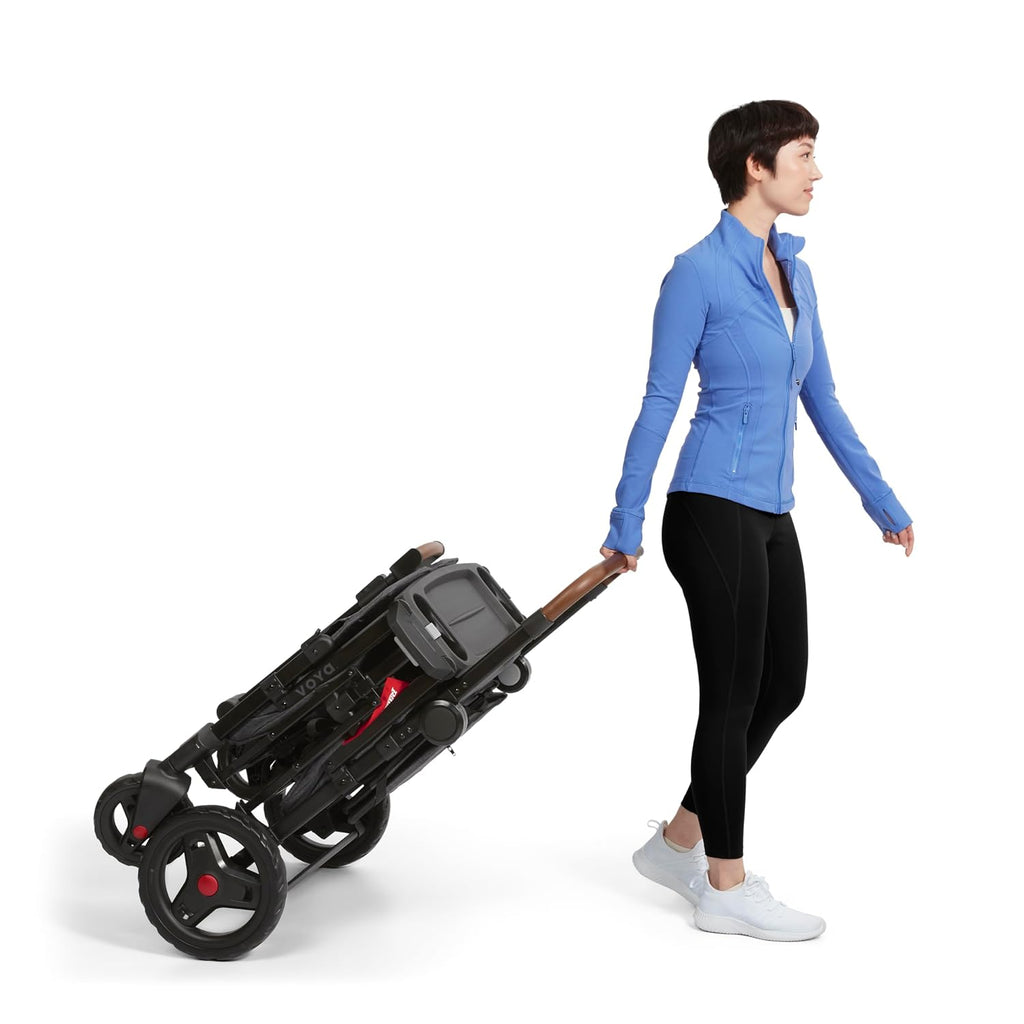 Radio Flyer Voya Quad Stroller Wagon, for Toddlers and Kids 6+ Months, Push or Pull, 4 Seats, Dual Sun Canopies, Compact Fold, Lightweight, Storage Space, 5-Point Harnesses, Stroller Wagon for Kids