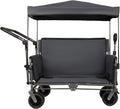 3-in-1 Folding Wagon Cart with Bench Seat & Canopy, 500lbs Heavy-Duty Capacity, All-Terrain 180L Storage Cart for Camping, Beach, Sports, Garden, Adjustable Handles, Easy Fold & Travel (Gray)