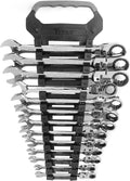 Titan 17366 13-Piece 12 Point 72 Tooth SAE Flex Head Ratcheting Combination Wrench Set
