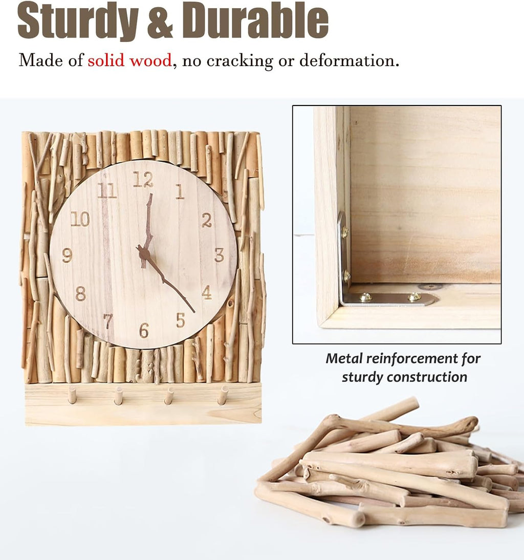 Electrical Panel Cover Wall Hanging Breaker Box Cover with Clock, Solid Wood Electric Panel Cover Cabinet with Hook, Circuit Breaker Panel Artwork for Household(WXH-55 x 45CM(21.7 x 17.7))