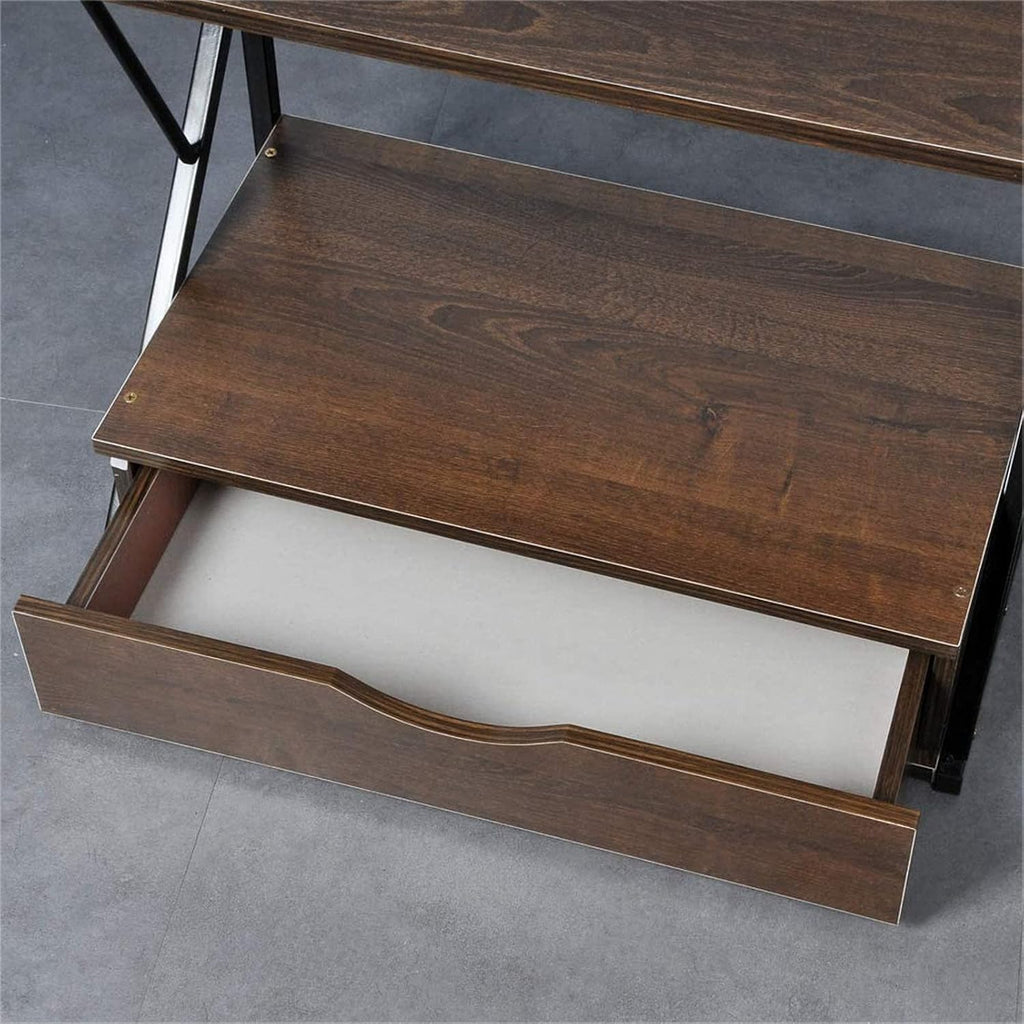 Microwave Storage Rack 2-Tier Kitchen Baker's Rack, Microwave Oven Rack Kitchen Counter Storage Organizer, Wood Kitchen Shelf Rack with Drawer Stand/Wood Color (Brown),Brown