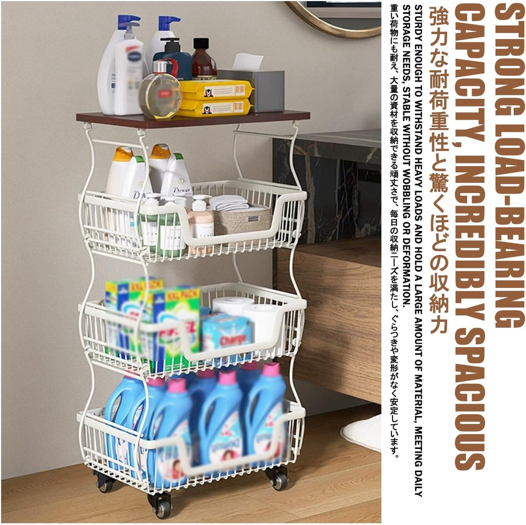 Kitchen Racks，Bakers Rack，Kitchen Stands with Storage，Wheeled Fruit and Vegetable Storage Baskets, Food and Snack Organizers, and Storage Carts.(Black,41 * 27 * 56CM)