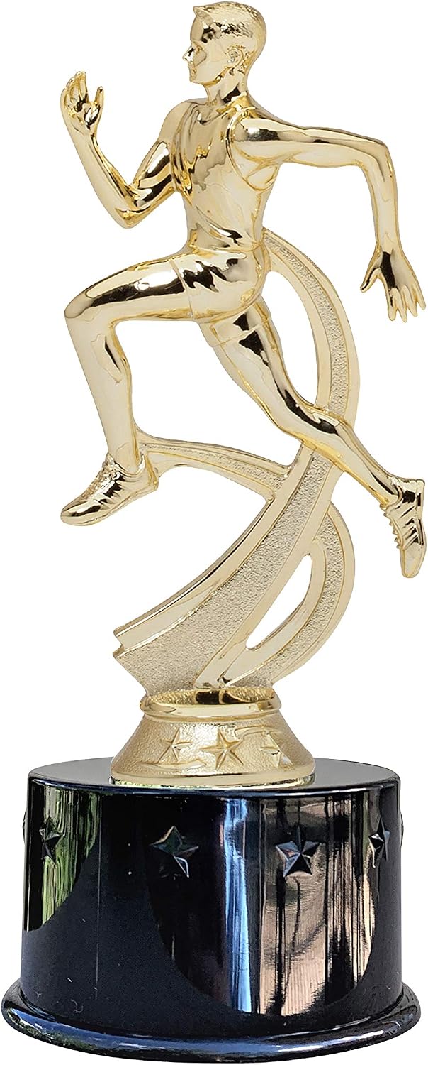 Express Medals Male Boys Track Award Trophy Party Favor Gift Prize Including 4 Gold Color Decals to Custom Personalize The Black Round Base