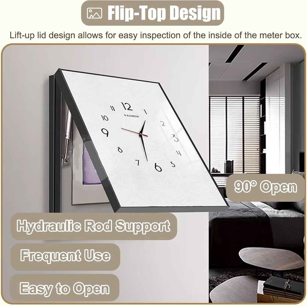 Clock Electrical Panel Cover Vertical, White Crystal Panel Breaker Box Lid Cover for Living Room/Offices, Indoor Fuse Box Cover Decorative Wall(B,40x55cm(15 3/4x21 5/8in))