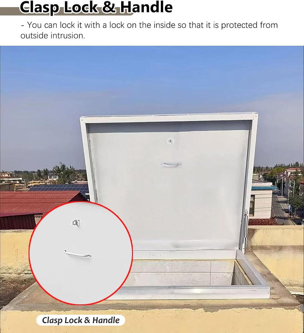 Roof Hatch Flat Roof Security Door with Hasp Latch, Ceiling Hatch Lid with Installation Accessories, Heavy Duty Manhole/Cellars Exit Cover for Repairs(45x45cm-17.7x17.7)