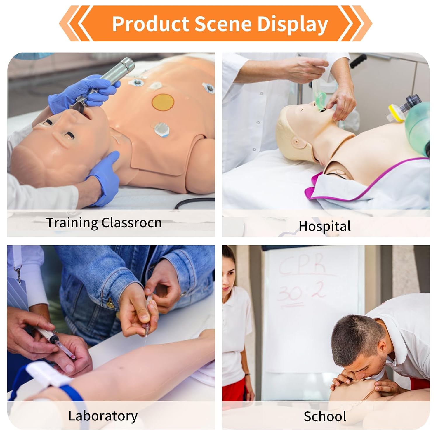 Patient Care Medical Manikin, 5.24ft Life Size Patient Human Model Multifunction Demonstration Mannequin with 3 Muscle Module & Patient Gown & Urinary Catheter for Teaching Pratice