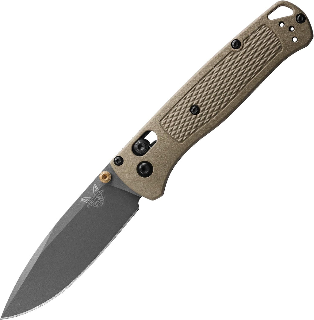 Benchmade - Bugout Outdoor EDC Folding Knife, Slim, Lightweight, Plain Edge, Drop-Point Blade, CPM-S30V Stainless Steel (58-60HRC), Grivory Handle (535GRY-1)