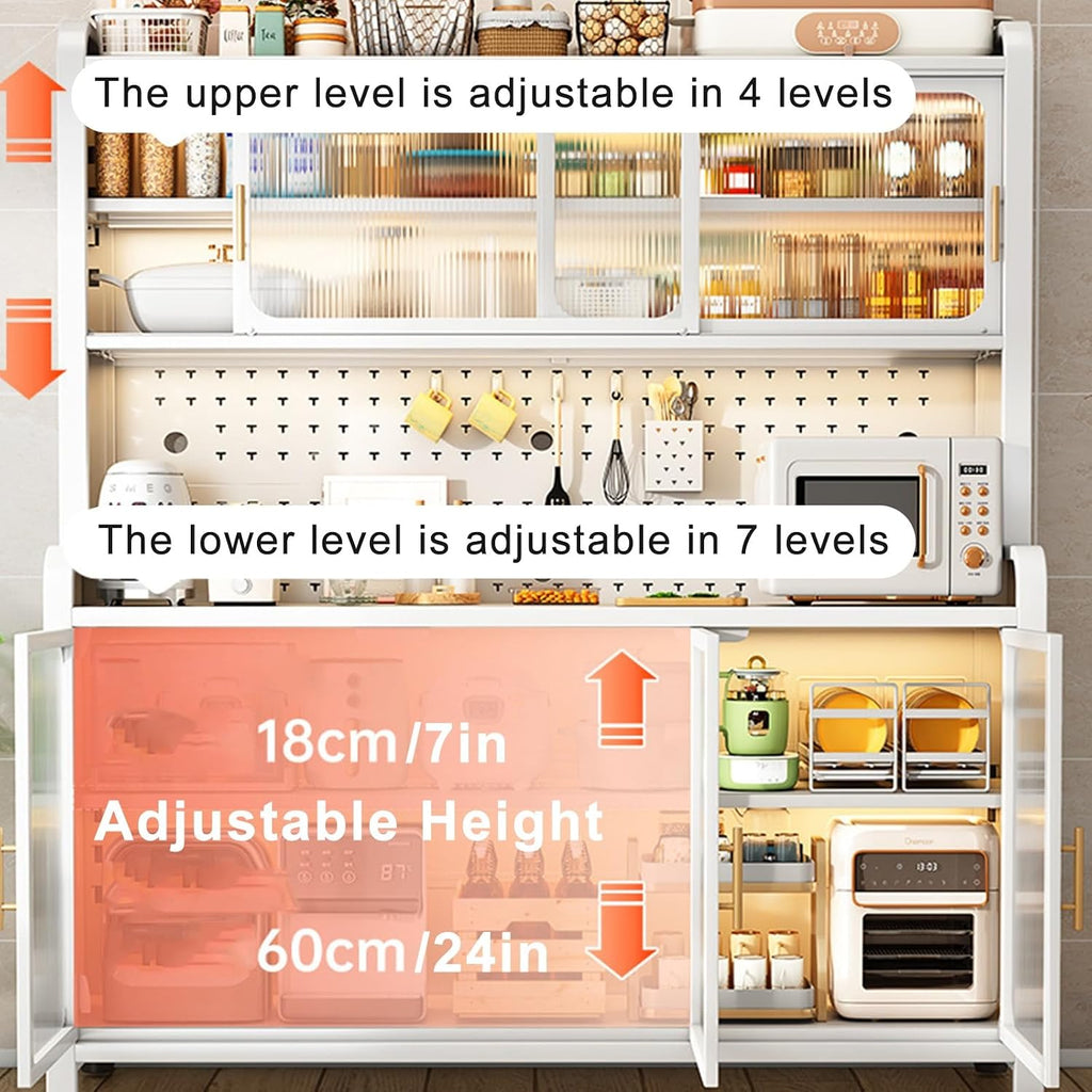 6-Tier Bakers Racks for Kitchens, Kitchen Cabinet, DIY Backplane Creative, Open Operator Console, Large Kitchen Cabinet for Dishes, Pots and Pans (Size : 149cm/59in)