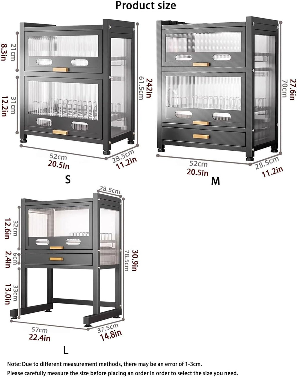 Kitchen Countertop Bakers Rack, Microwave Oven Stand, Countertop Dish Storage Cabinet with Drawers, for Kitchen, Dining Room, Living Room,Living Room
