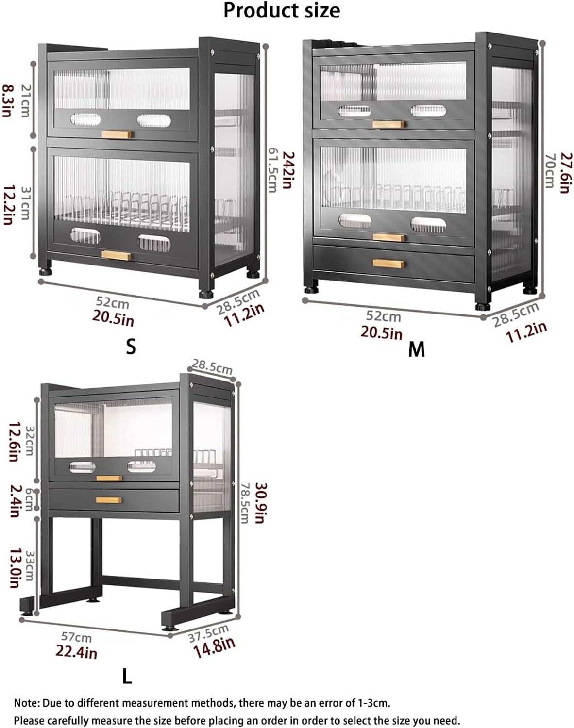 Kitchen Countertop Bakers Rack, Microwave Oven Stand, Countertop Dish Storage Cabinet with Drawers, for Kitchen, Dining Room, Living Room,Living Room