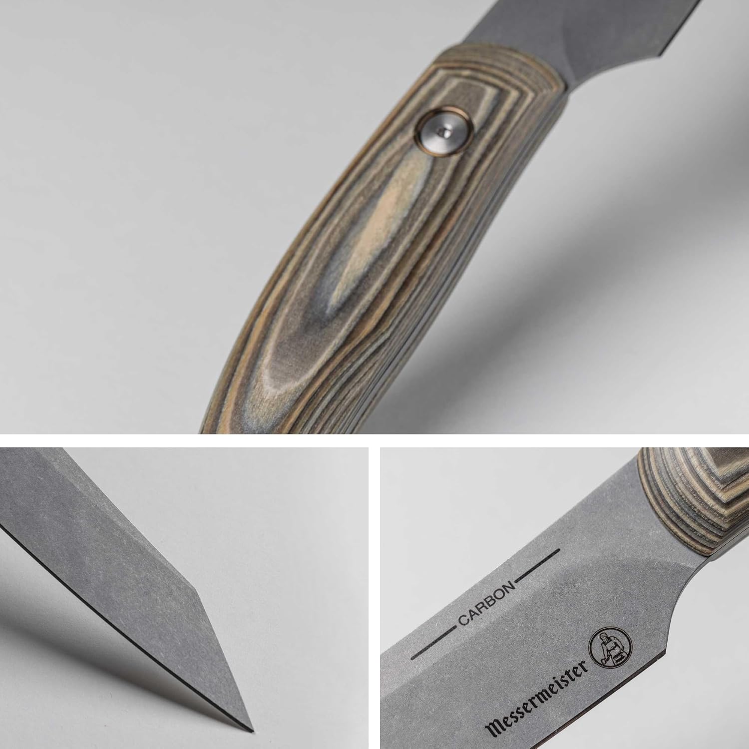 Messermeister Carbon 6' Utility Knife - Bohler K110 High Carbon Steel with a Ceramic Stonewash Finish - Resin-Stabilized Wood Handles - Handcrafted in Maniago, Italy