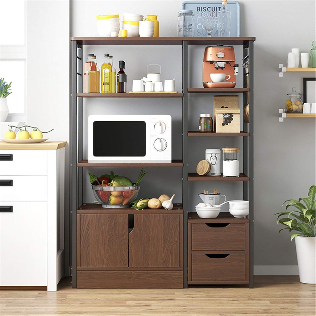 Shelf Unit Microwave Stand With Storage And Drawer Storage Cart Workstation Shelf Multilayer Kitchen Baker's Rack Utility Shelf For Kitchen Cabinet Tableware ( Color : Coffee Size : 80x30x112cm )