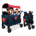 WONDERFOLD W4 Elite Pro Special Edition Superman Stroller Wagon (4 Seater) - Collapsible Wagon Stroller with Seats with 5-Point Harnesses, Easy Access Zipper Door, and Removable Sun Canopy