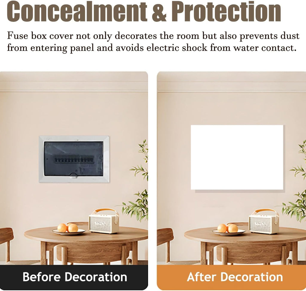 Electrical Panel Cover Upward Flip Electrical Box Cover White, Hard Plastic Electrical Meter Box Cover, Fuse Box Cover Decorative Wall, Circuit Breaker Panel Lid(60 x 40cm(23 5/8 x 15 3/4'))