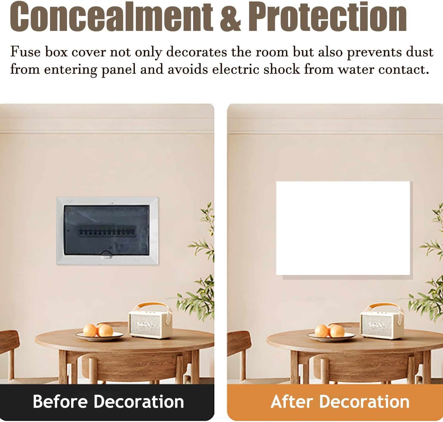 Electrical Panel Cover Upward Flip Electrical Box Cover White, Hard Plastic Electrical Meter Box Cover, Fuse Box Cover Decorative Wall, Circuit Breaker Panel Lid(60 x 50cm(23 5/8 x 19 3/4'))