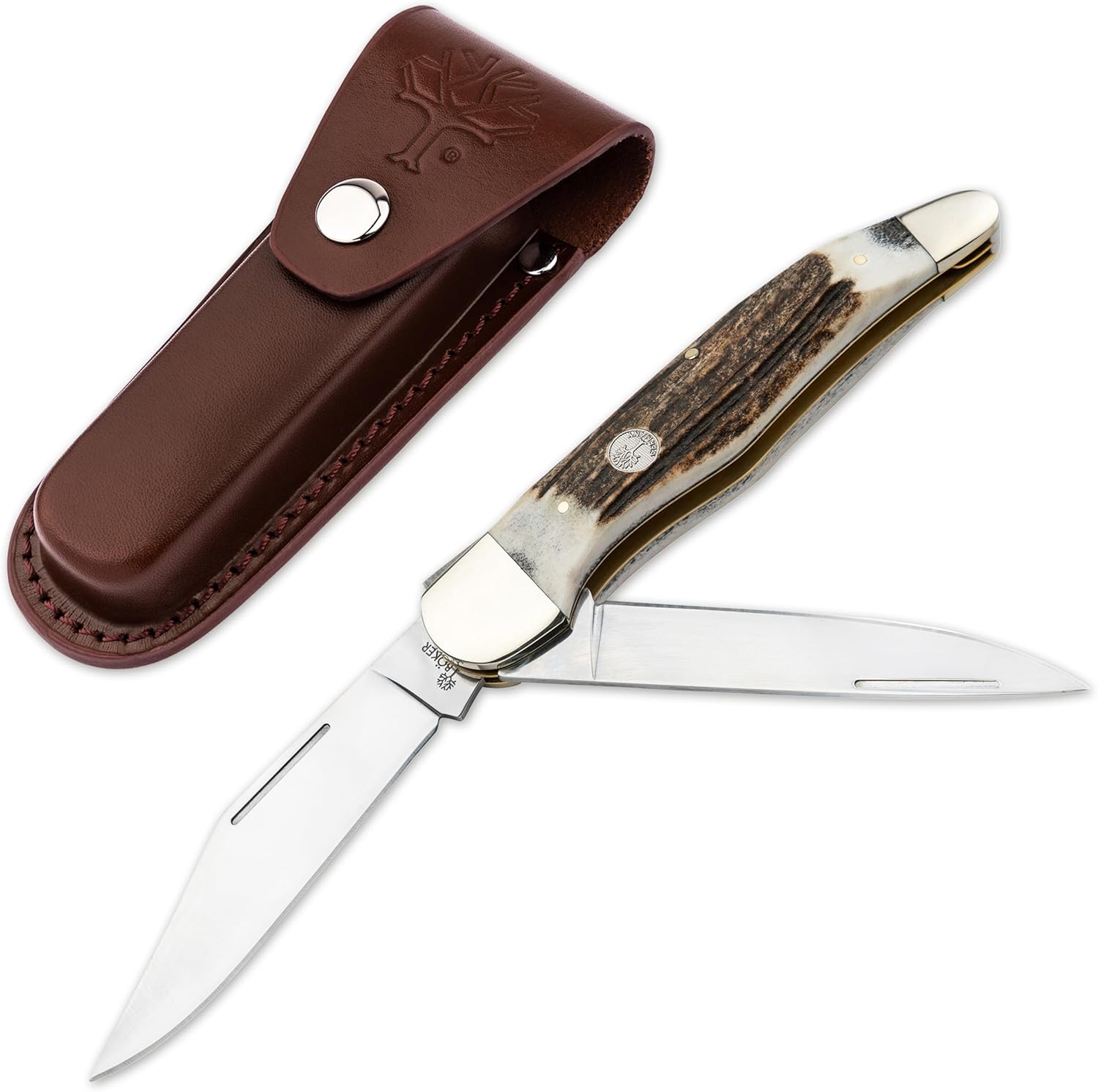 Böker Folding Hunter 4.5 Inch Pocket Knife, Genuine Stag, Traditional Series 2.0, Made in Germany