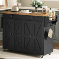 HOOBRO Kitchen Island with Power Outlet, Rolling Kitchen Island with Storage, Kitchen Island Cart with Spice Rack and Hooks, Island Table for Living Room, Rustic Brown and Black BF11UZD01
