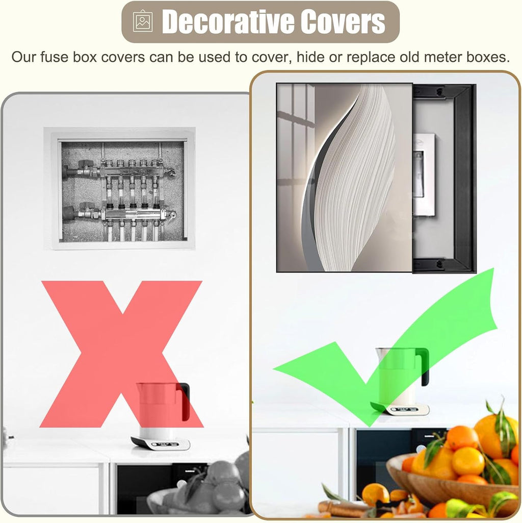 Indoor Fuse Box Cover for Replacement, Plastic Breaker Panel Covers for Decorative Wall, Laundry Room Vertical Electric Meter Box Cover for Hidden(F,40x50cm(15 3/4x19 3/4in))
