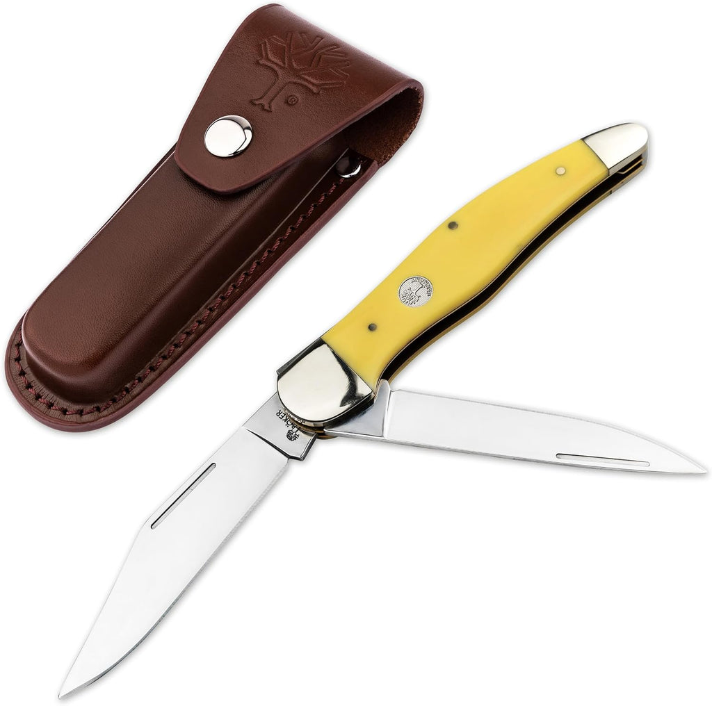 Boker Folding Hunter 4.5 Inch Pocket Knife, Yellow Synthetic,Traditional Series 2.0, Made in Germany