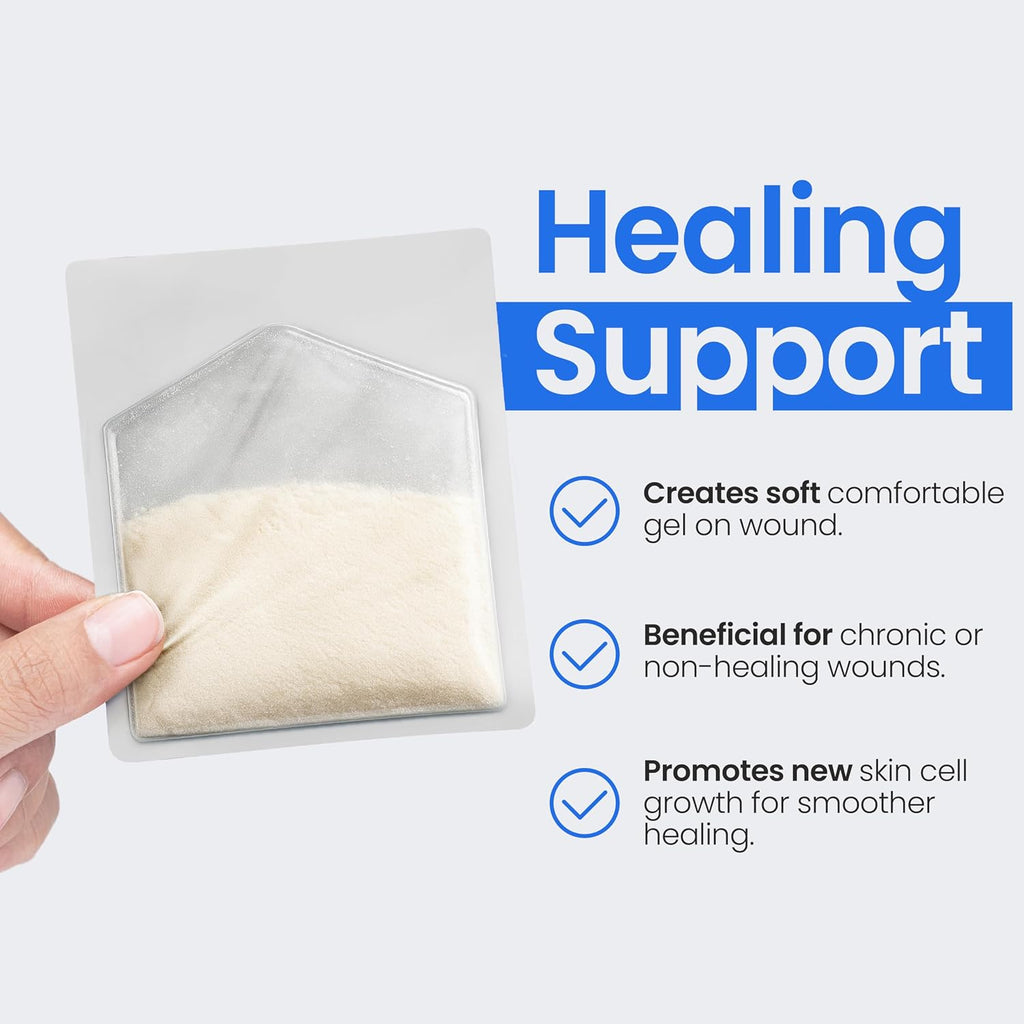 Collagen Dressing Powder for Wounds - 1g Packets - 10 Count - Medical Grade Bovine Collagen Powder Dressing for Wound Care, Non-Adherent Collagen Wound Dressing Supplies