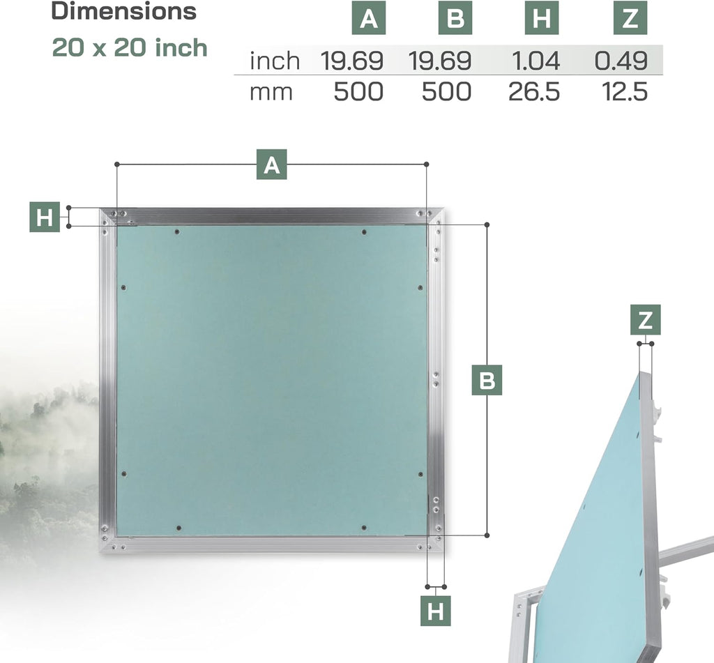 Vent Systems 20' x 20' Inch Access Panel - Drywall Wall Electrical Plumbing Cover Plate - Ceiling Wall Mount Drywall Access Panel - Metal Crawl Space Door for Home Garage Basement Attic