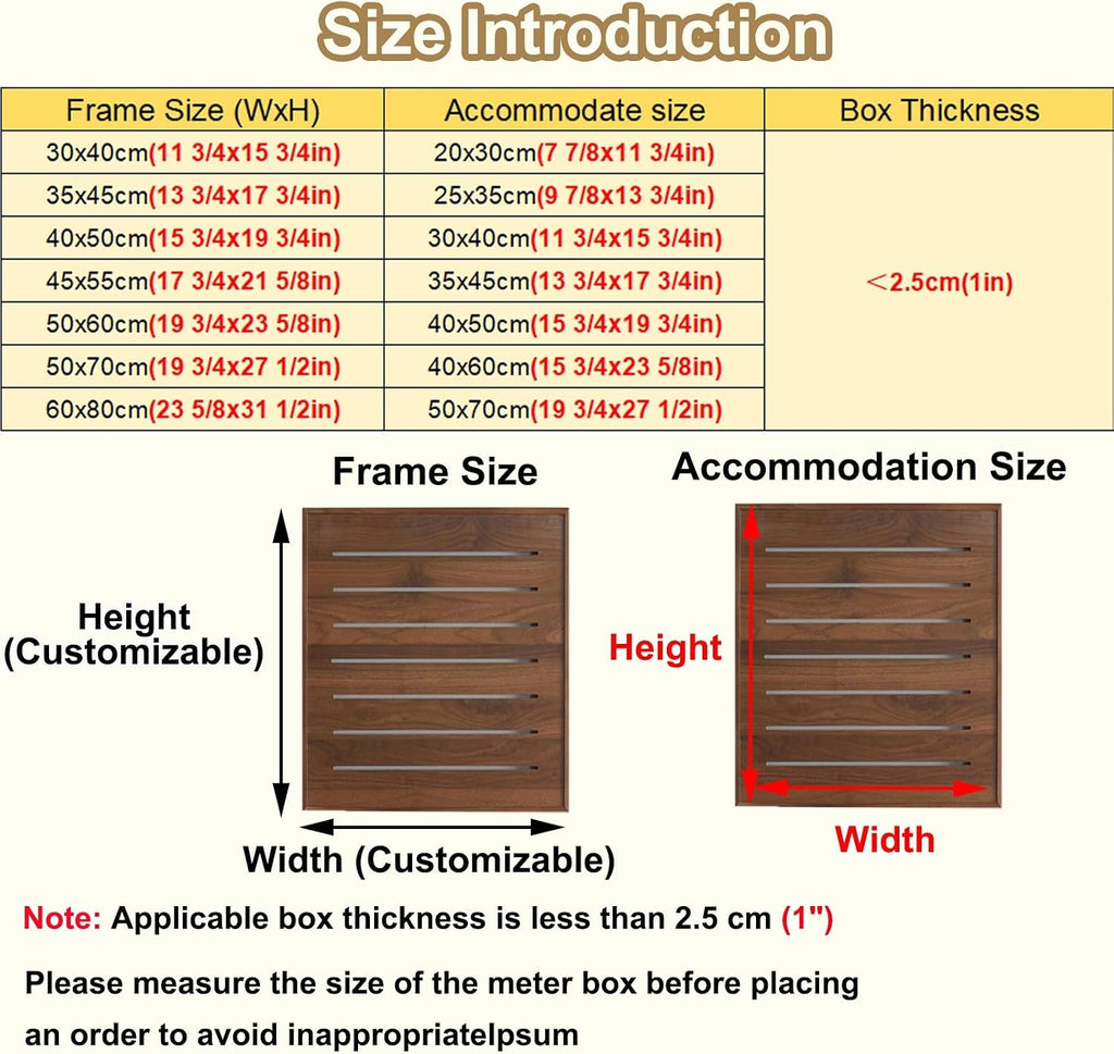Vertical Electrical Panel Cover Wooden, Wall Mounted Circuit Breaker Box Cover for Fuse Box Replacement, Customizable Alarm Electric Panel Covers(Natural,35x45cm(13 3/4x17 3/4'))