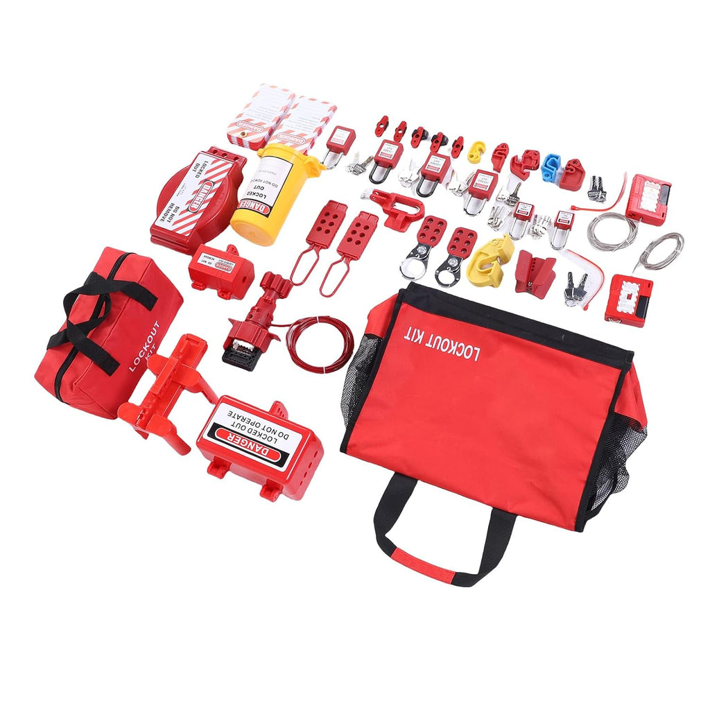 Generic Lockout Tagout Kits, Portable Electrical Safety Loto Kit Includes Circuit Breaker Lockout, Hasps, Tag, Pocket Bag, for Industrial Mechanical