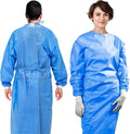 AMZ Medical Supply Disposable Isolation Gowns, 2X-Large Blue, Pack of 30, 50 GSM Non-Woven Polypropylene, Long Sleeves, Knit Cuffs, Neck and Waist Ties, Unisex
