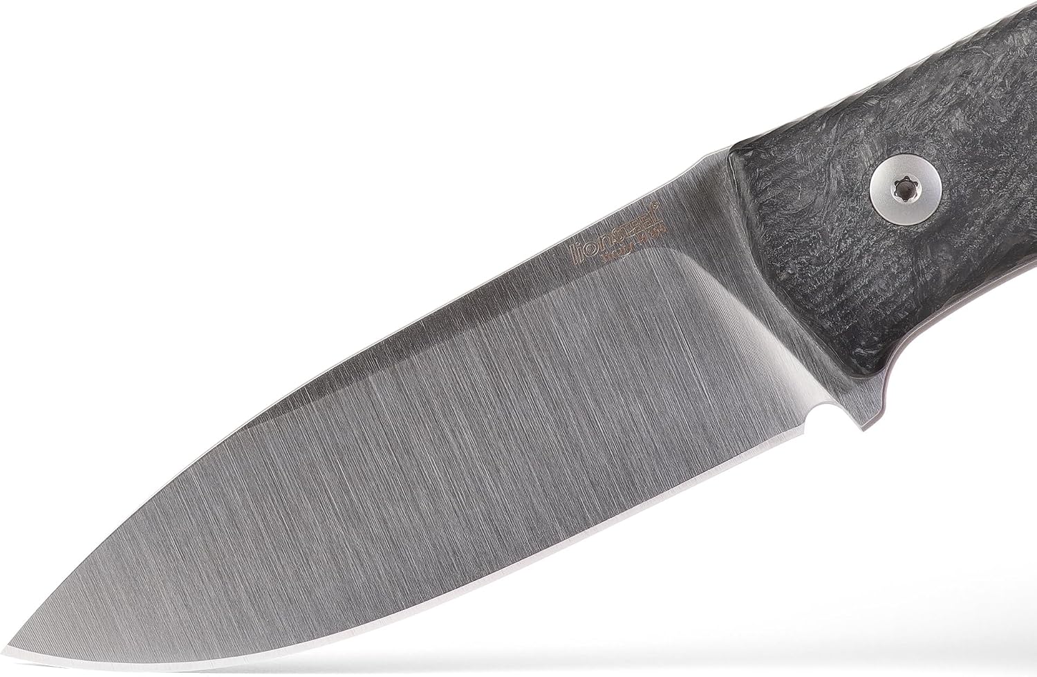 LionSTEEL M4 Fixed Blade FatCarbon Glow in the Dark Carbon Fiber Handle Scales, Full Extended Tang Construction, M390 Steel Blade, Triple Stitched Leather Sheath, KAVISO Exclusive
