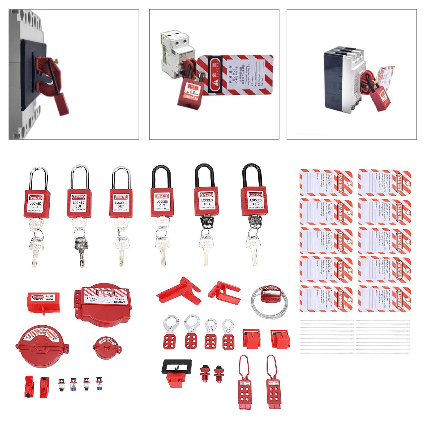 Lockout Tagout Kit Electrical Loto, Clamp On Circuit Breaker Lockout, Hasps, Loto, Safety Padlocks, Plug Lock, Ball Valve, Tool Box, for Electrical, Industrial