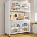 73' Microwave Stand with Drawer, Tall Bakers Rack with Cabinet, Adjustable Kitchen Cabinets with Countertop & Glass Doors
