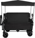 3-in-1 Heavy-Duty Folding Wagon Cart with Adjustable Canopy & Bench Seat – 500lbs Capacity, All-Terrain Utility Cart for Camping, Beach, Sports, Garden Storage (Black)